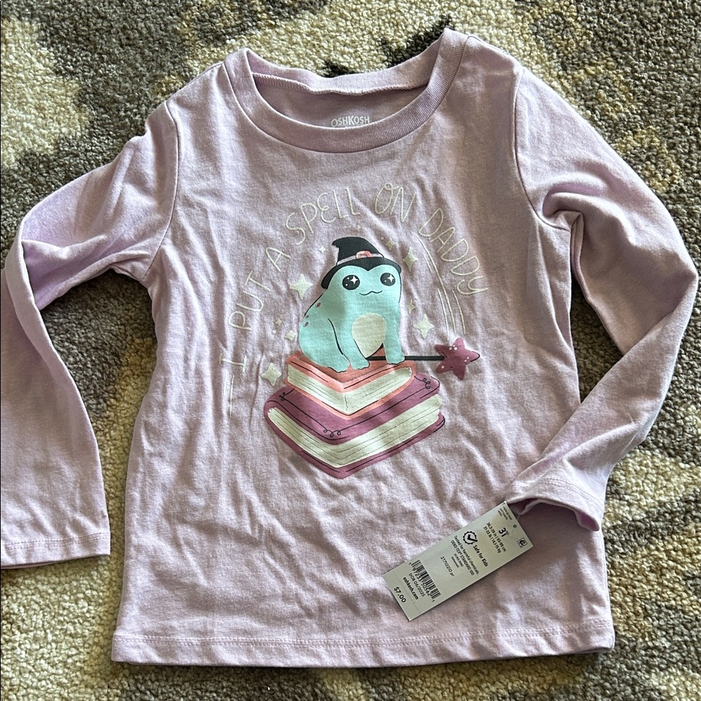 OshKosh B'gosh Lavender Long Sleeve Tee with Penguin Design